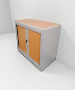 Armoire basse bi-color Strafor avec clé 80x73cm