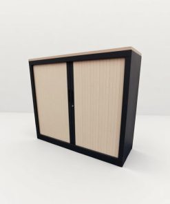 Armoire basse bi-color à rideaux 120x100cm