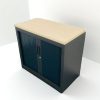 Armoire basse gris anthracite finition chêne