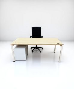 Bureau droit blanc finition chêne 180x80cm
