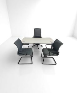 Bureau droit 160x80cm blanc avec passe câble Eurosit