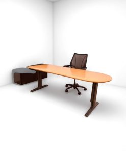 Bureau droit bois brut arrondit 200cm