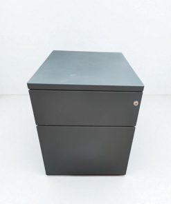 Caisson bas à roulette gris anthracite 2 tiroirs
