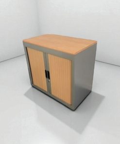 Armoire basse Steelcase bi-color finition bois