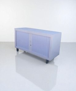 Armoire blanche sur roulette à rideaux & tiroir 120cm