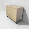 Armoire commode roulante porte Battante couleur frêne