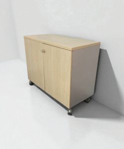 Armoire commode roulante porte Battante couleur frêne