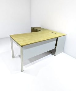 Bureau d'angle 160X170cm avec armoire et passe câble Steelcase