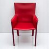 Enrico pellizzoni en cuir rouge – Chaise avec accoudoirs
