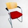 Lot 4 chaises visiteur Konïg & Neurath tissu bois rouge promo