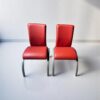 Lot chaise accueil rouge simili cuir promo