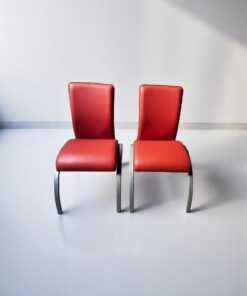 Lot chaise accueil rouge simili cuir promo