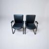 Lot chaise visiteur cuir noir promo