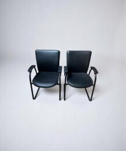 Lot chaise visiteur cuir noir promo