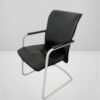 Fauteuil accueil cuir noir Klober luge chromé