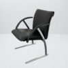 Fauteuil visiteur en cuir noir pour bureau de direction