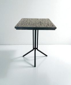 Table de bar carrée 75x75cm en bois et métal H107cm
