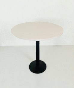 Table haute bar mange debout blanche piétement métal
