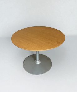 Table ronde 100cm couleur chêne Steelcase piétement métal
