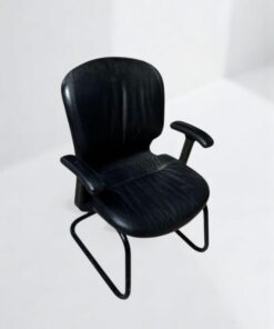 Siege simili cuir pivotant noir promo