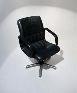 Siege simili cuir pivotant noir promo