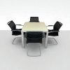 Table de réunion carrée Naos système Unifor 90x90cm en verre