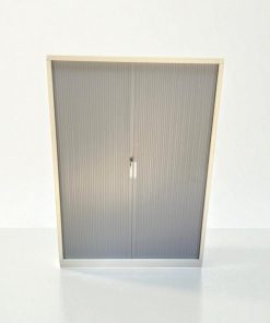 Armoire bi-color 120x170cm – Blanc et Gris avec clé