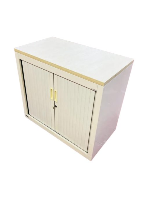 Armoire basse blanche Arfeo finition chêne 80x74cm