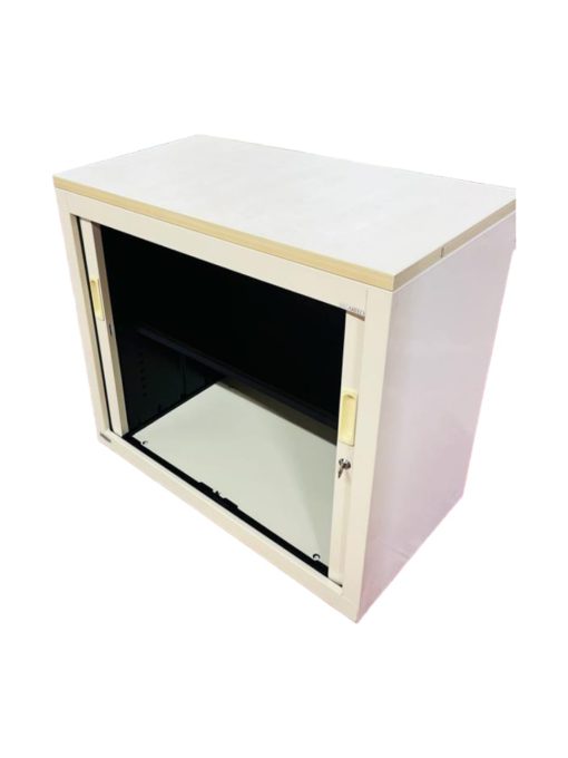 Armoire basse blanche Arfeo finition chêne 80x74cm – Image 3