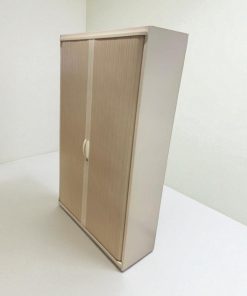 Armoire haute Steelcase bi color blanche hêtre clair 120x200x45cm