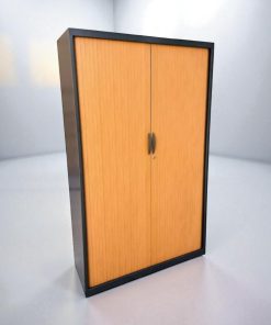 Armoire haute bi-color rideaux monobloc noir marron