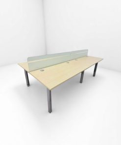 Bureau Bench Haworth séparation verre passe câble 320x160cm