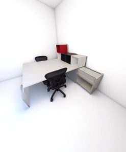Bureau bench Knoll blanc avec case & caisson intégré 160x80cm