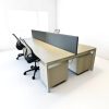Bureau bench blanc séparateur tissus 320x160cm prise USB