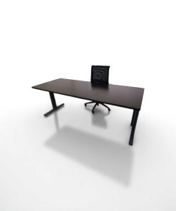 Bureau droit noir mat 200x80cm chaise et armoire