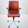 Chaise à roulette Wilkhahn Modus simili cuir chromé