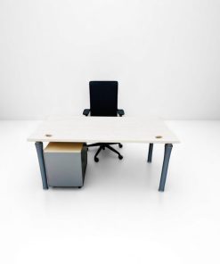 Bureau droit Magencia chêne clair piètement gris 160x80cm