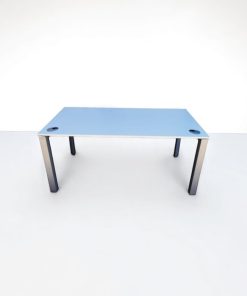Bureau droit Steelcase 160x80cm blanc passe câble