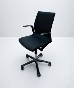 Chaise Wilkhahn Modus à roulette Simili Cuir Noir