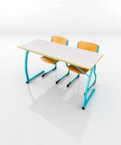 Ensemble bureau école avec 2 chaises bois promo