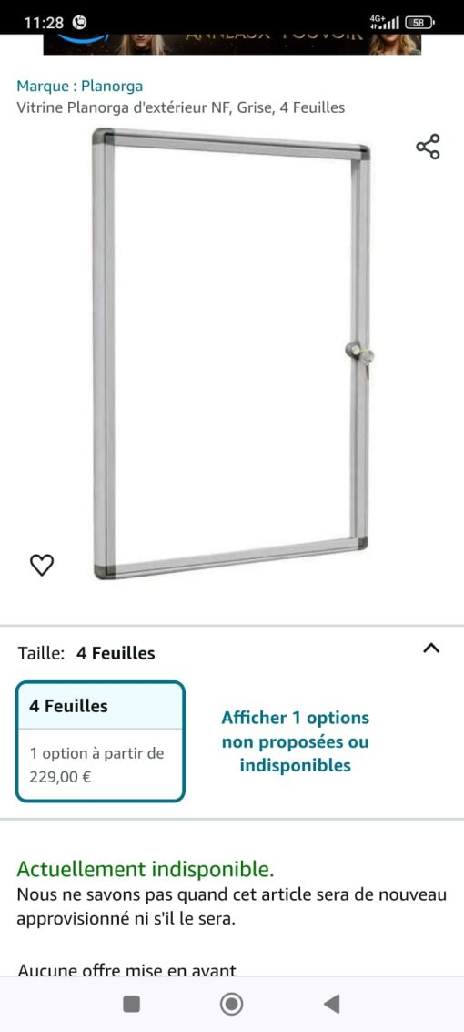 Vitrine d'affichage Planorgra 46x64cm – 4 feuilles – Image 3