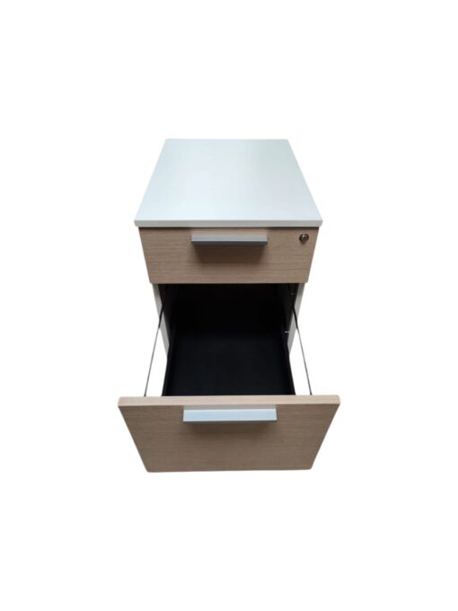 Caisson en bois deux tiroirs blanc & chêne avec petit défaut PROMO – Image 4