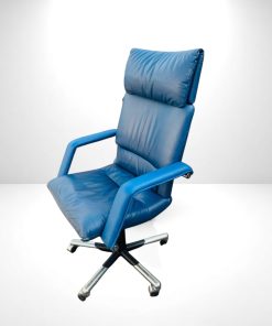 FAUTEUIL DIRECTION VITRA DESIGN MARIO BELLINI CUIR BLEU
