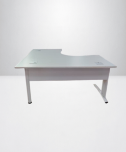 Bureau angle 160x160cm blanc avec passe câble